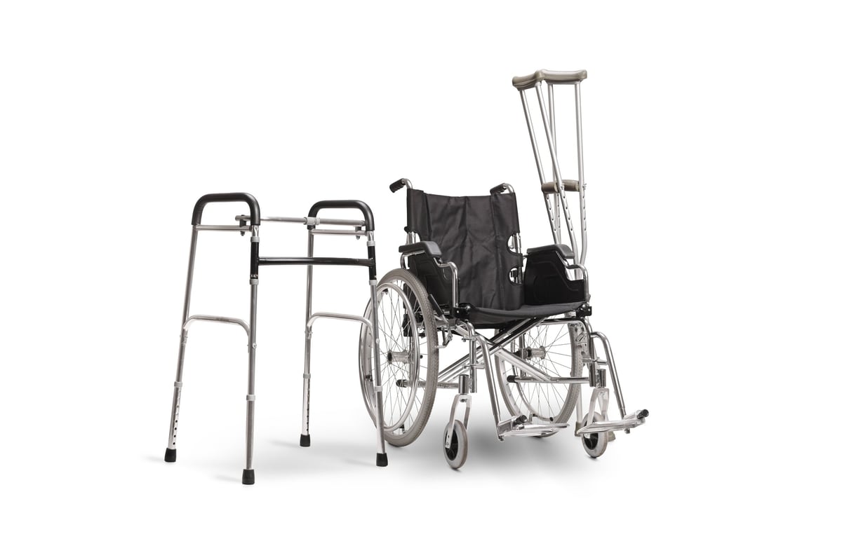 Medical mobility equipment including wheelchair, crutches and walker that we transport